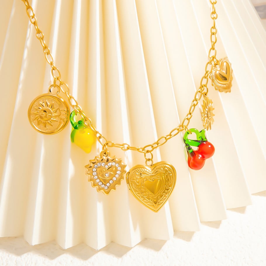 1 Stück Luxuriöse Serie Sweet Heart Edelstahl 18 Karat vergoldet Strass Damen Anhänger Halsketten Bild8