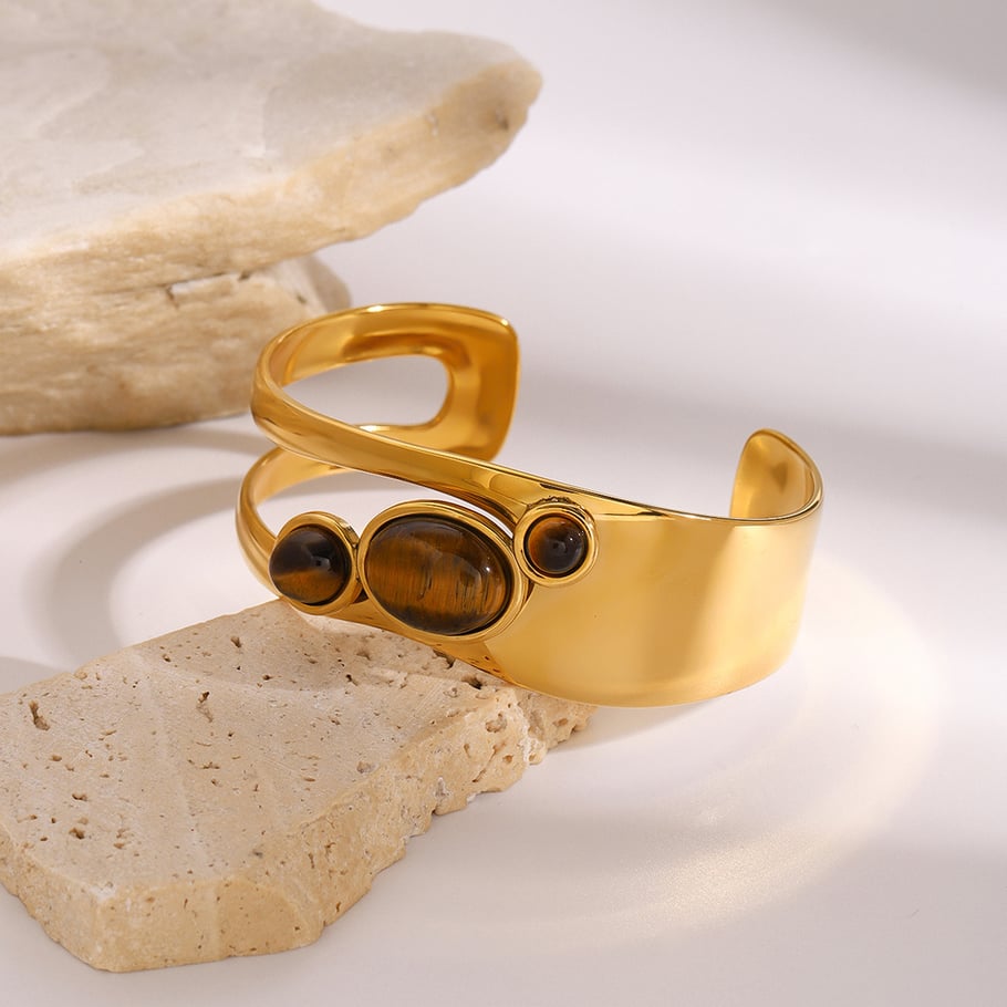1 Piece Simple Series Elegant pearl Stainless Steel 18K Gold Plated Artificial Pearl Women Bangles Picture6
