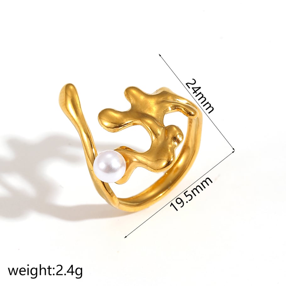 1 Pair Simple Series Daily Ring Stainless Steel 18K Gold Plated Rhinestone Women Adjustable Rings Picture8