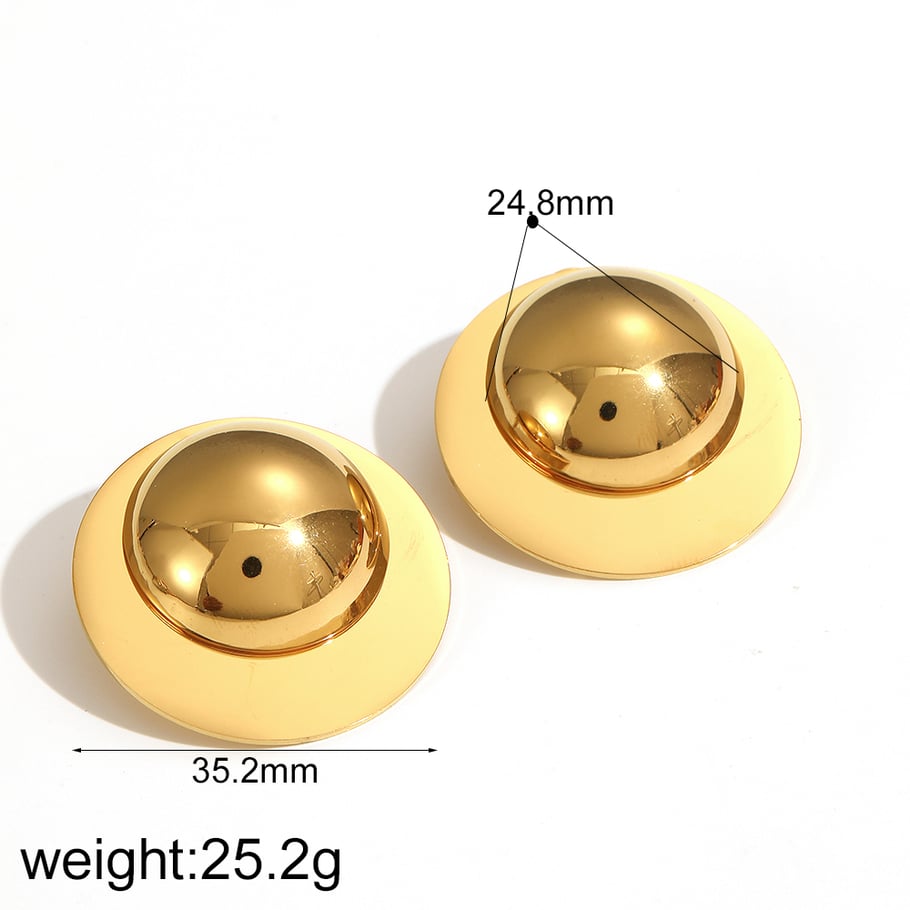 1 Pair Simple Series Daily Round Stainless Steel 18K Gold Plated Women Stud Earrings Picture5