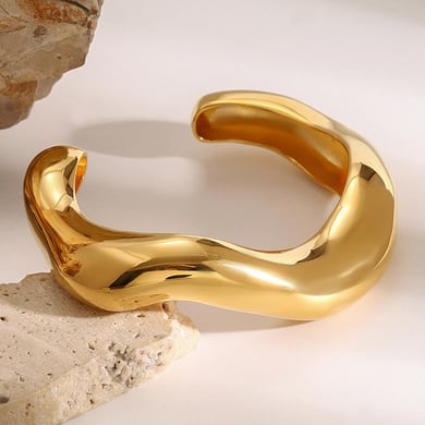 1 Piece Simple Series Simple line Stainless Steel 18K Gold Plated Women Bangles h5 Picture5