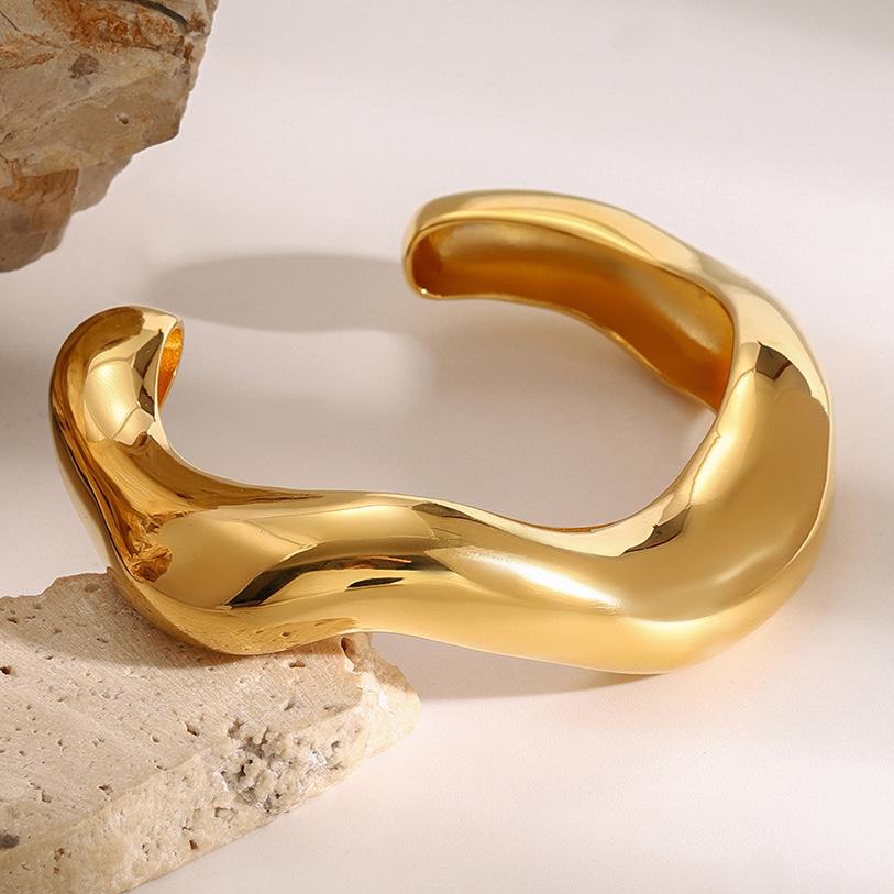 1 Piece Simple Series Simple line Stainless Steel 18K Gold Plated Women Bangles Picture5