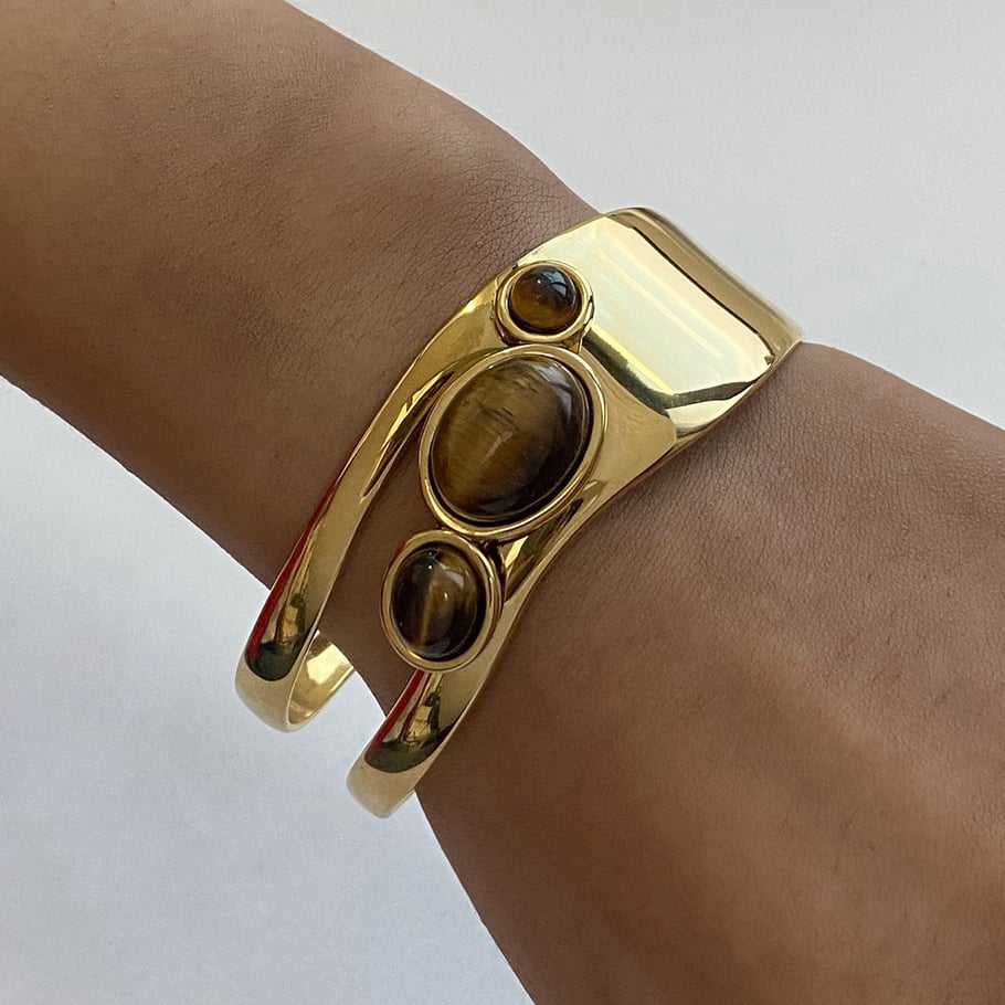 1 Piece Simple Series Elegant pearl Stainless Steel 18K Gold Plated Artificial Pearl Women Bangles Picture7
