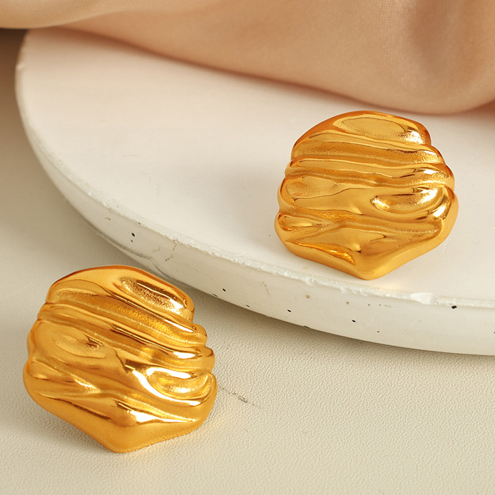 1 Pair Simple Series Classic Droplet Stainless Steel 18K Gold Plated Women Stud Earrings Picture7