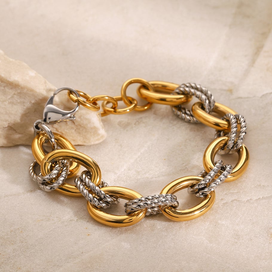 1 Piece Simple Series Daily Annular Stainless Steel 18K Gold Plated Women Chain Bracelets Picture3