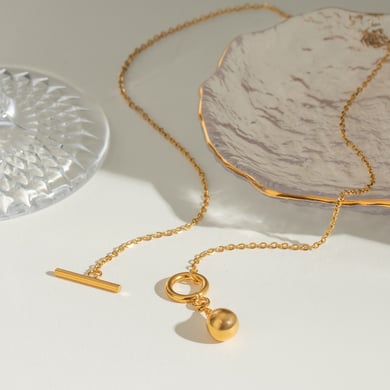 1 Piece Simple Series Daily Droplet Stainless Steel 18K Gold Plated Women Pendant Necklaces h5 Picture4