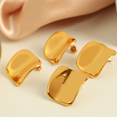 1 Pair Simple Series Glossy Stainless Steel 18K Gold Color Plated Women's Stud Earrings h5 Picture4