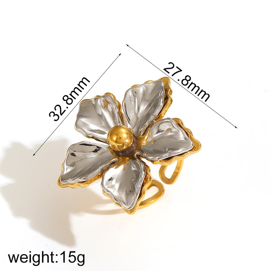 1 Pair Simple Series Daily Flower Stainless Steel 18K Gold Plated Women Earrings Set Picture8