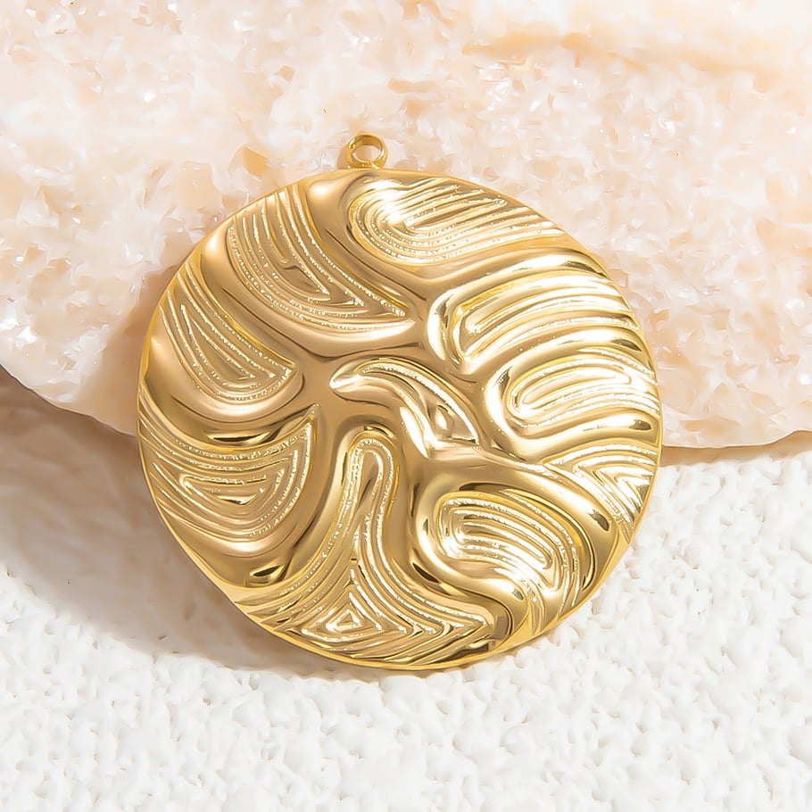 1 paio di pendenti da donna in acciaio inossidabile geometrico retrò della serie classica placcati in oro 18 carati Immagine12