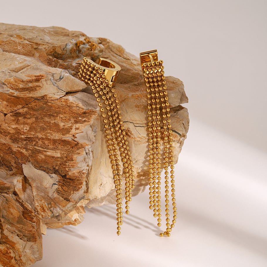 1 Pair Classic Series Retro line Stainless Steel 18K Gold Plated Women Drop Earrings Picture6