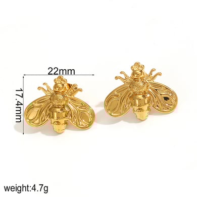 1 Pair Simple Series Daily Animal Stainless Steel 18K Gold Plated Women Stud Earrings h5 Picture6