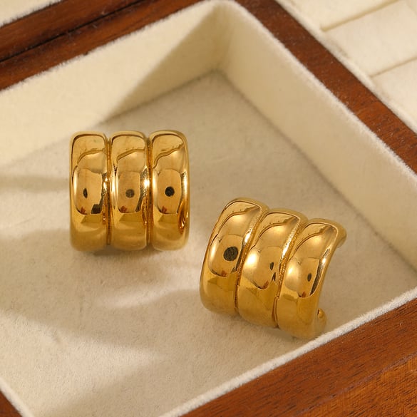 1 paar Simple Series Daily geometrische roestvrijstalen 18K vergulde dames oorbellen