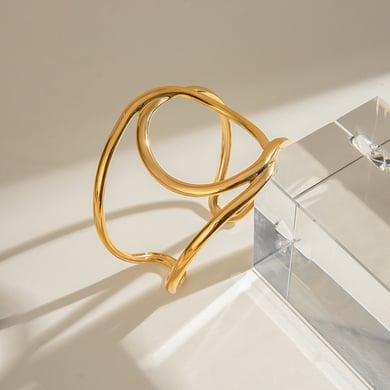 1 Piece Simple Series Simple Annular Stainless Steel 18K Gold Plated Women Bangles h5 Picture6