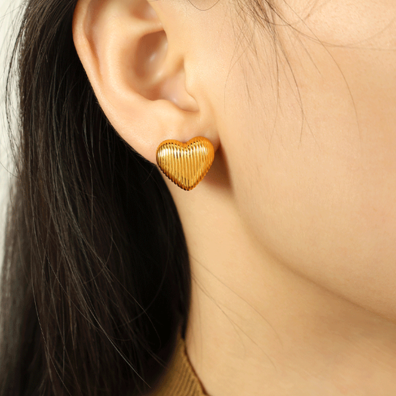 1 pair simple series simple heart stainless steel gold plated women clip-on earrings h5Picture7