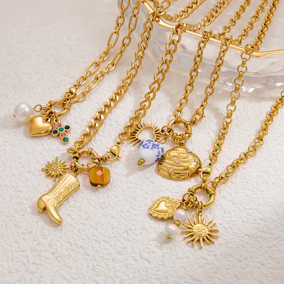 1 Piece Classic Series Simple Heart Stainless Steel 18K Gold Color Plated Artificial Pearl Women's Pendant Necklaces 2