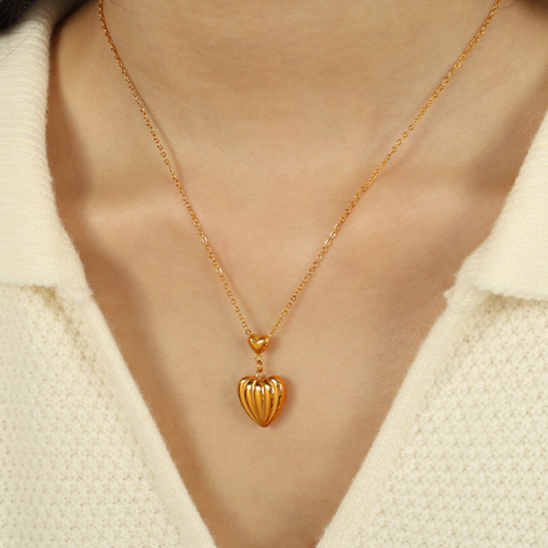 1 Piece Simple Series Chic Heart Stainless Steel 18K Gold Color Plated Women's Pendant Necklaces Picture7