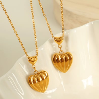 1 Piece Simple Series Chic Heart Stainless Steel 18K Gold Color Plated Women's Pendant Necklaces h5 Picture5