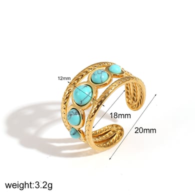 1 Pair Simple Series Daily Geometric Stainless Steel 18K Gold Plated Women Adjustable Rings h5 Picture7