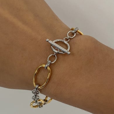 1 Piece Simple Series Simple Annular Stainless Steel 18K Gold Plated Women Chain Bracelets h5 Picture7