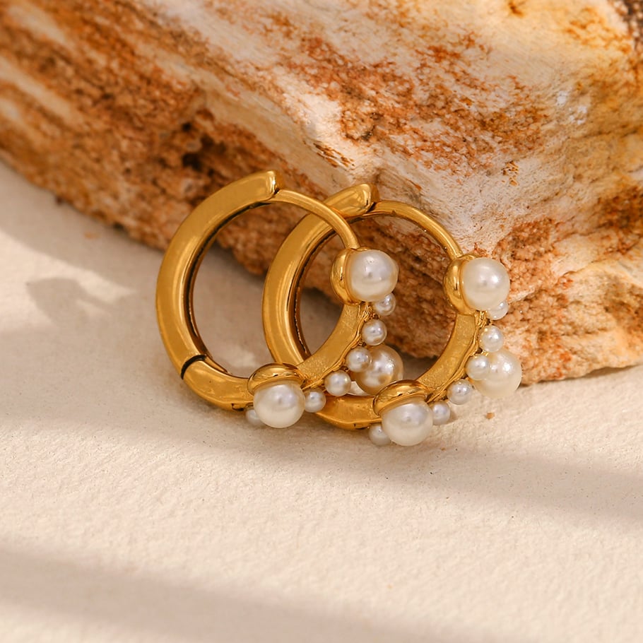 1 Pair Simple Series Fashion OL Solid Color Stainless Steel   Gold Color  Women's Hoop Earrings Picture6