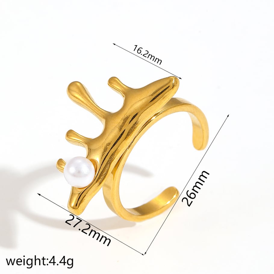 1 Pair Simple Series Daily Ring Stainless Steel 18K Gold Plated Rhinestone Women Adjustable Rings Picture7