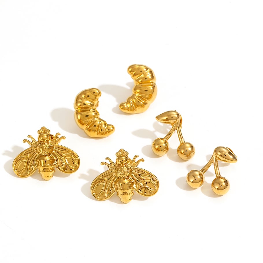 1 Pair Simple Series Daily Animal Stainless Steel 18K Gold Plated Women Stud Earrings Picture4