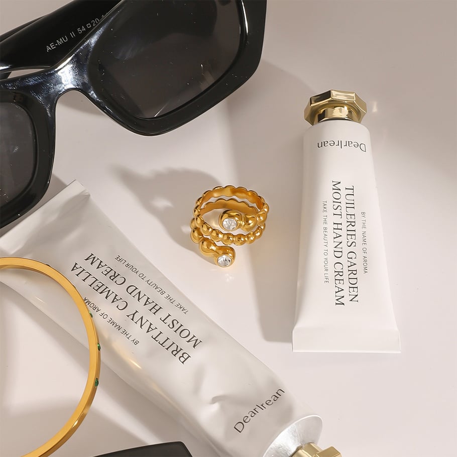 1 Paar einfache Serie elegante ringförmige Edelstahl 18 Karat vergoldet Strass Damen Einzelringe Bild5