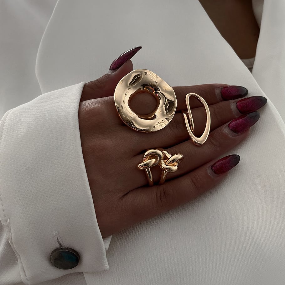 1 Pair Simple Series Simple line Stainless Steel 18K Gold Plated Women Single Rings Picture8