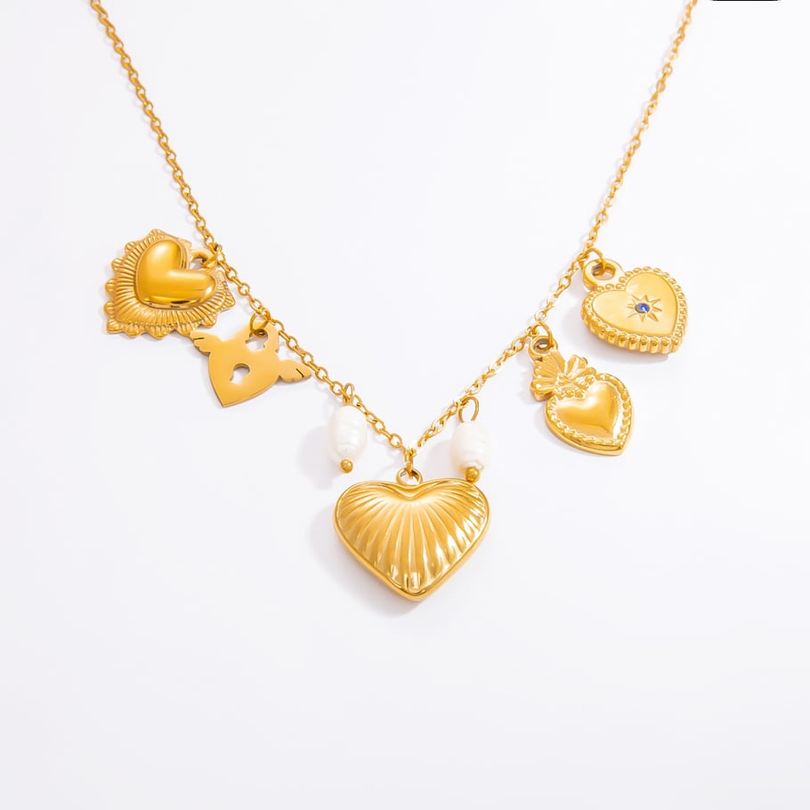 1 Piece Romantic Series Natural Heart Stainless Steel 18K Gold Color Plated Artificial Pearl Women's Pendant Necklaces Picture9