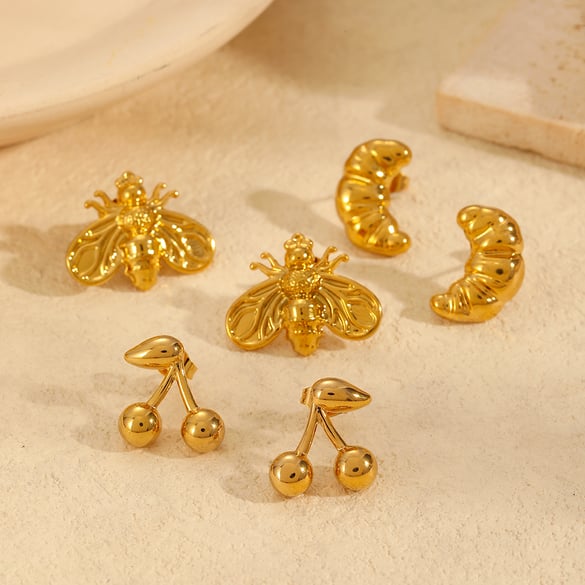 1 paar Simple Series Daily Animal roestvrij staal 18K vergulde dames oorbellen 2