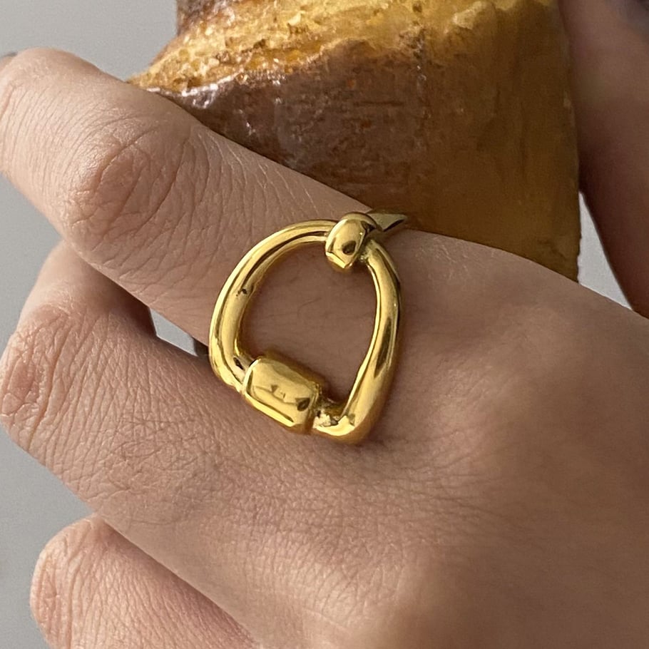 1 paio di anelli regolabili da donna in acciaio inossidabile irregolare di alta qualità, serie semplice, placcati in oro Immagine16