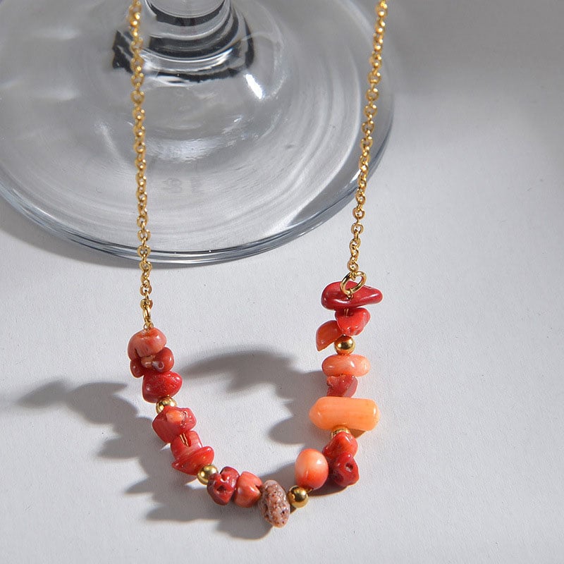 1 Piece Vacation Series Daily Natural Stone Beads Gold Color Stainless Steel Women's Beaded Necklaces Picture4