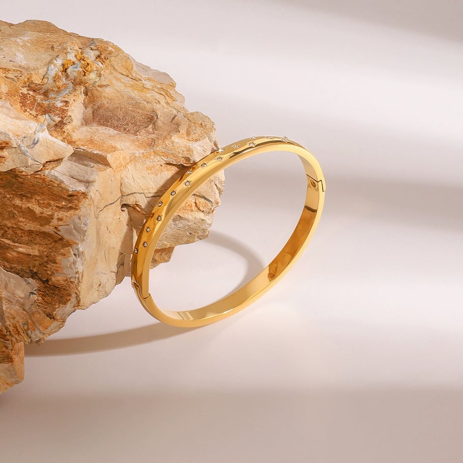 1 Stück Romantische Serie Europa und Amerika Stern Edelstahl Gold Farbe Überzogene Damen Armreifen Bild7