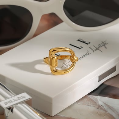 1 Piece Minimalist Series Chic Irregular Shape Stainless Steel Gold Color Women's Adjustable Rings h5 Picture7