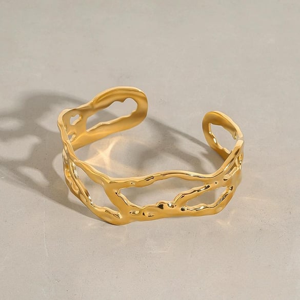 Bracelet pour femme, série classique, design original, irrégulier, en acier inoxydable plaqué or