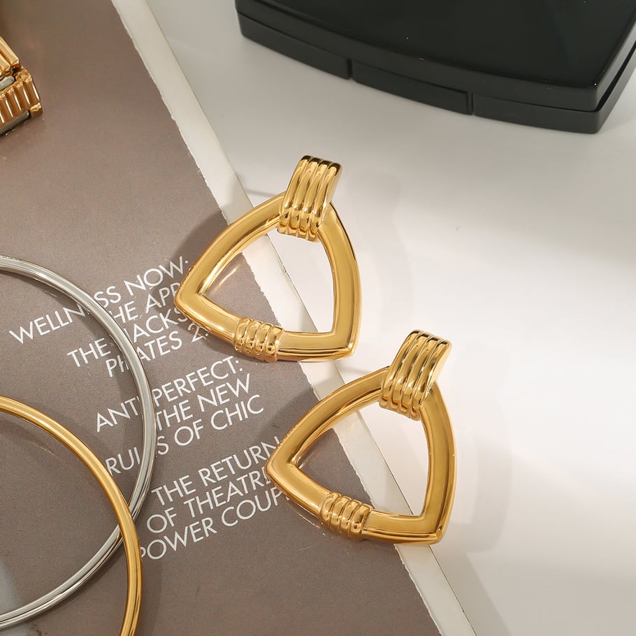 1 Pair Simple Series Classic Triangle Stainless Steel   Gold Color  Women's Stud Earrings Picture15