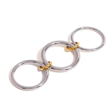 1 Pair Classic Series Moddern Annular Stainless Steel Gold and Silver Color Women's Single Rings h5 Picture8
