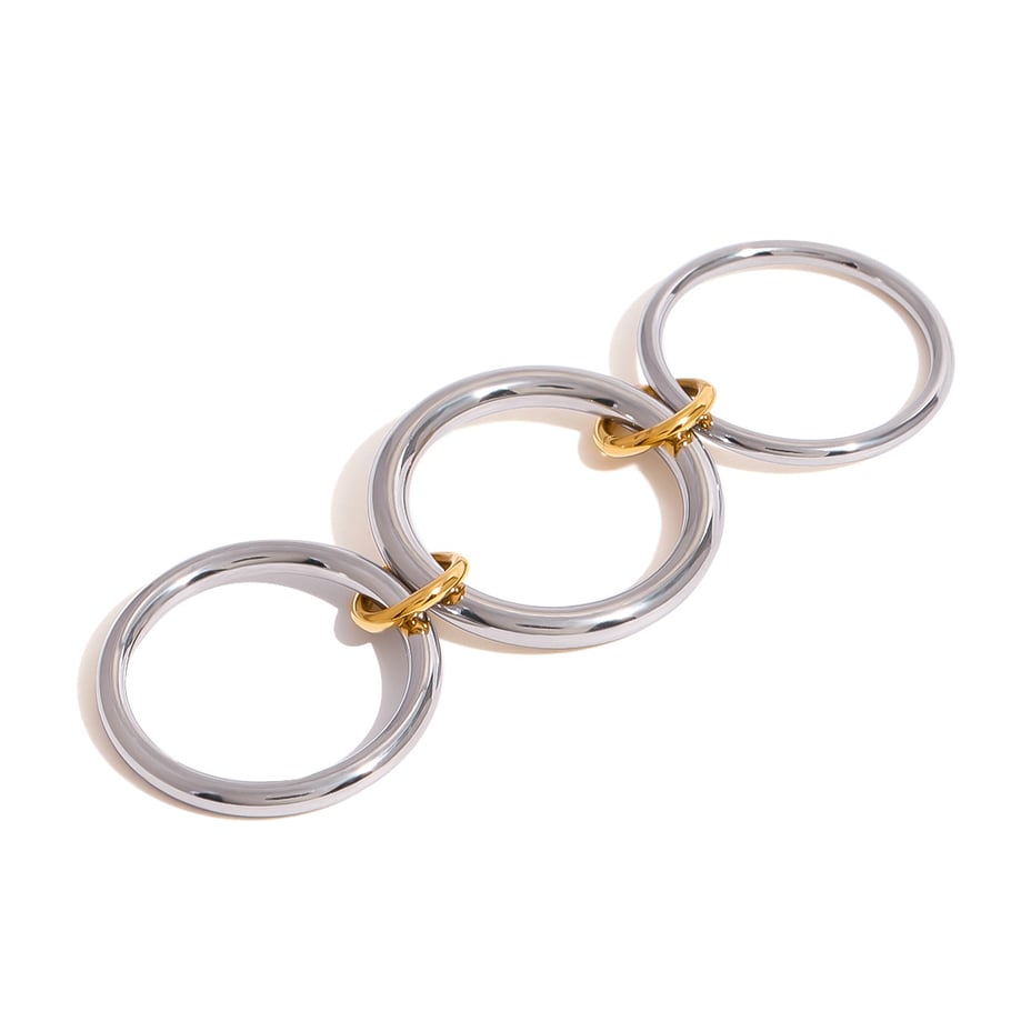 1 Pair Classic Series Moddern Annular Stainless Steel Gold and Silver Color Women's Single Rings Picture8