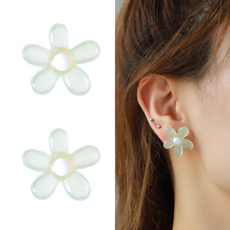 1 Pair Fashionable Series Lucid Natural Flower Shape Colorful Resin Women's Stud Earrings Picture5