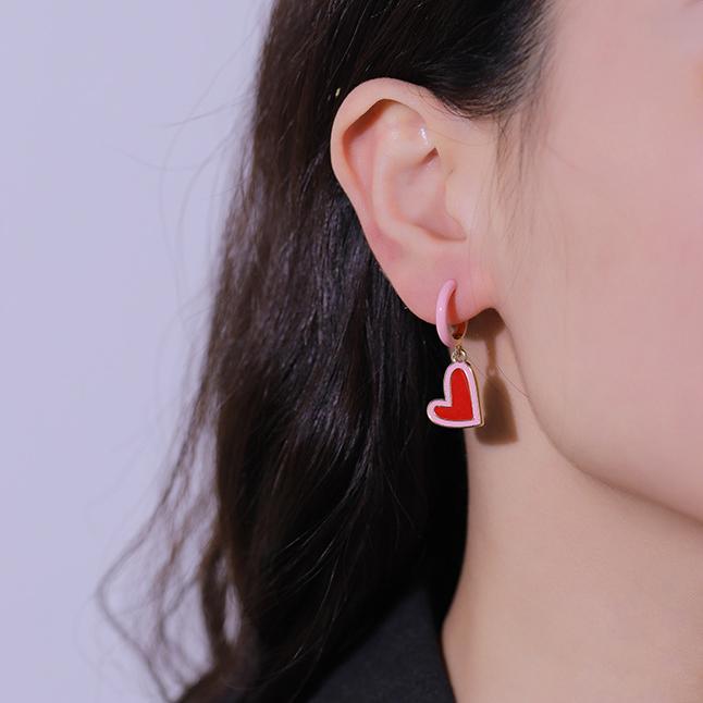 1 Set Romantic Series Fashionable Heart Shape Gold Color Alloy Lightweight Women's Earrings Set h5Picture5