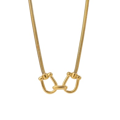 1 pezzo semplice serie design originale linea acciaio inossidabile color oro collane con ciondolo da donna h5 Immagine19