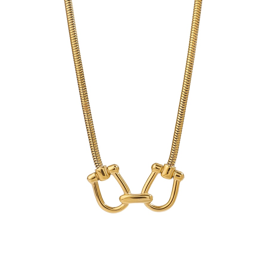 1 pezzo semplice serie design originale linea acciaio inossidabile color oro collane con ciondolo da donna Immagine19