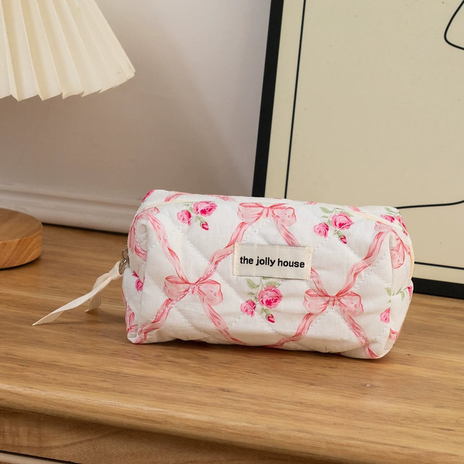 1 Piece Luxurious Floral Portable Large Capacity Beauty Case With Random Printing Design Women's Pink Cosmetic Bags Picture8