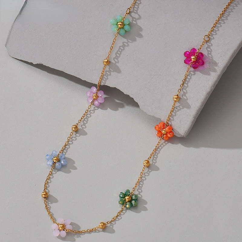 Bracelet chaîne en acier inoxydable pour femme, série simple, motif fleur douce, 1 pièce Image4