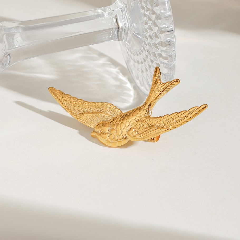 1 Pair Romantic Series Natural Animal Stainless Steel 18K Gold Plated Women Hair Clips Picture11