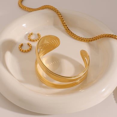 1 Stück Simple Series Elegant Line Edelstahl vergoldete Damenarmreifen h5 Bild7