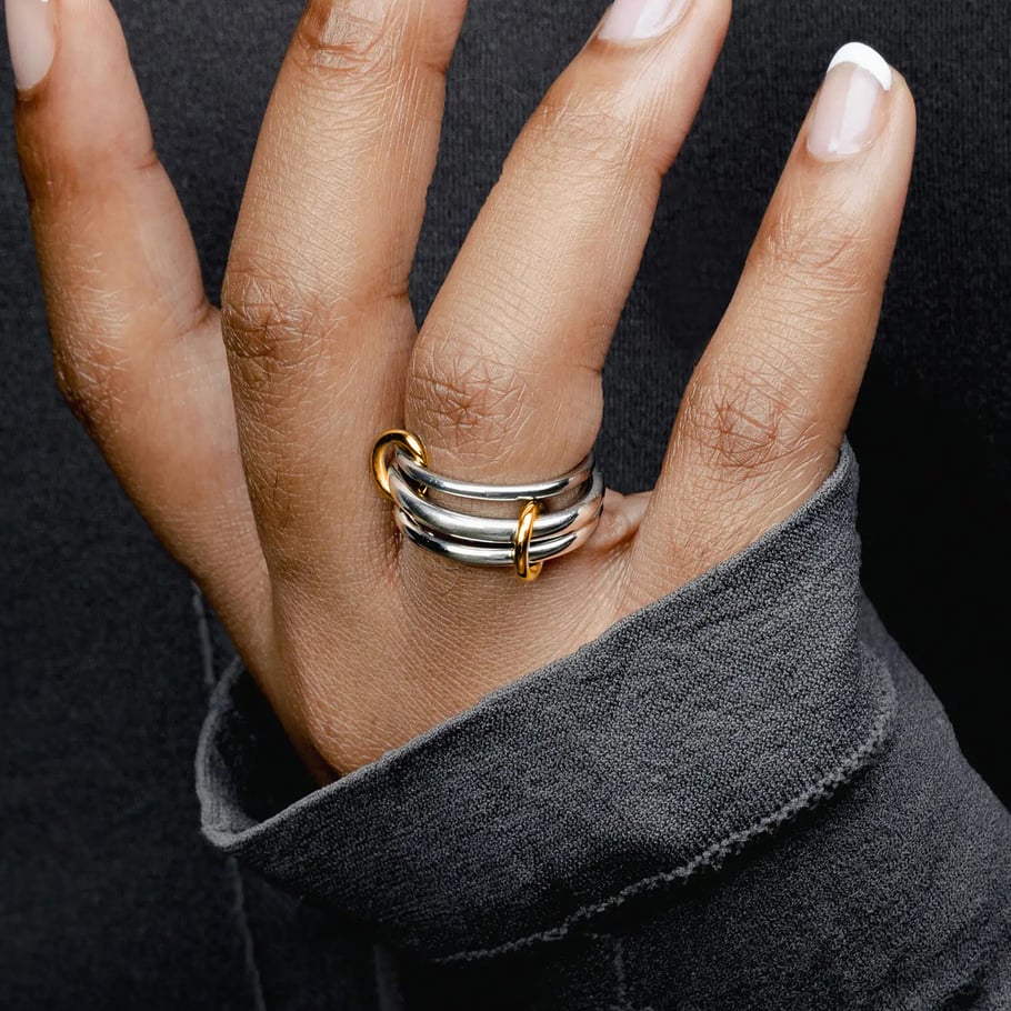 1 Pair Classic Series Moddern Annular Stainless Steel Gold and Silver Color Women's Single Rings Picture5