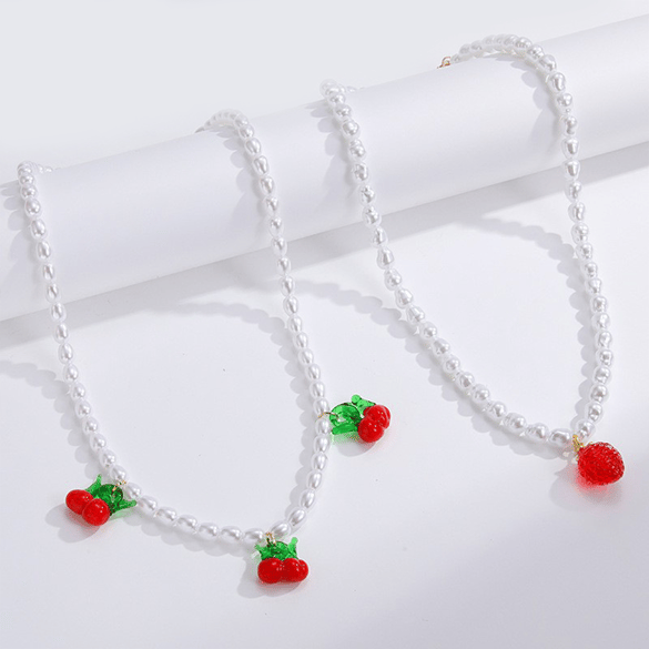 1 Piece Romantic Series Daily Elegant Natural Fruits Glass Beads Women's Beaded Necklaces