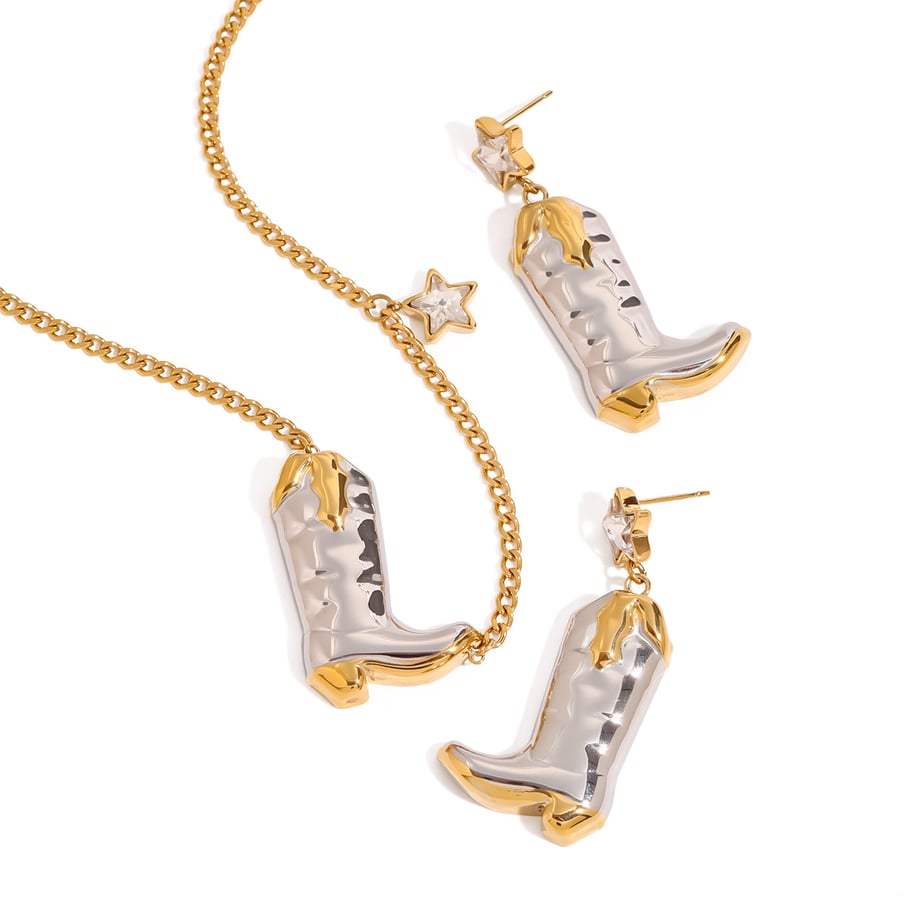 1 Piece Stylish Series Cowboy Boots Star Stainless Steel Gold Color Women's Pendant Necklaces Picture7