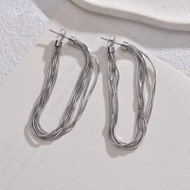 1 Paar einfache Serie täglich einfarbig Edelstahl Tropfen Ohrringe für Damen h5 Bild8